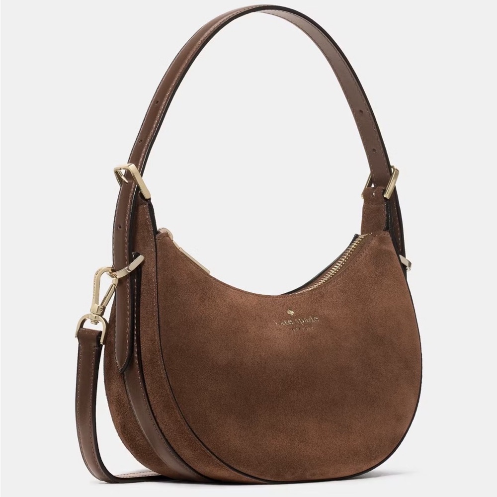 NWT KATE SPADE NY Nova‎ Suede Small Crescent Shoulder Bag